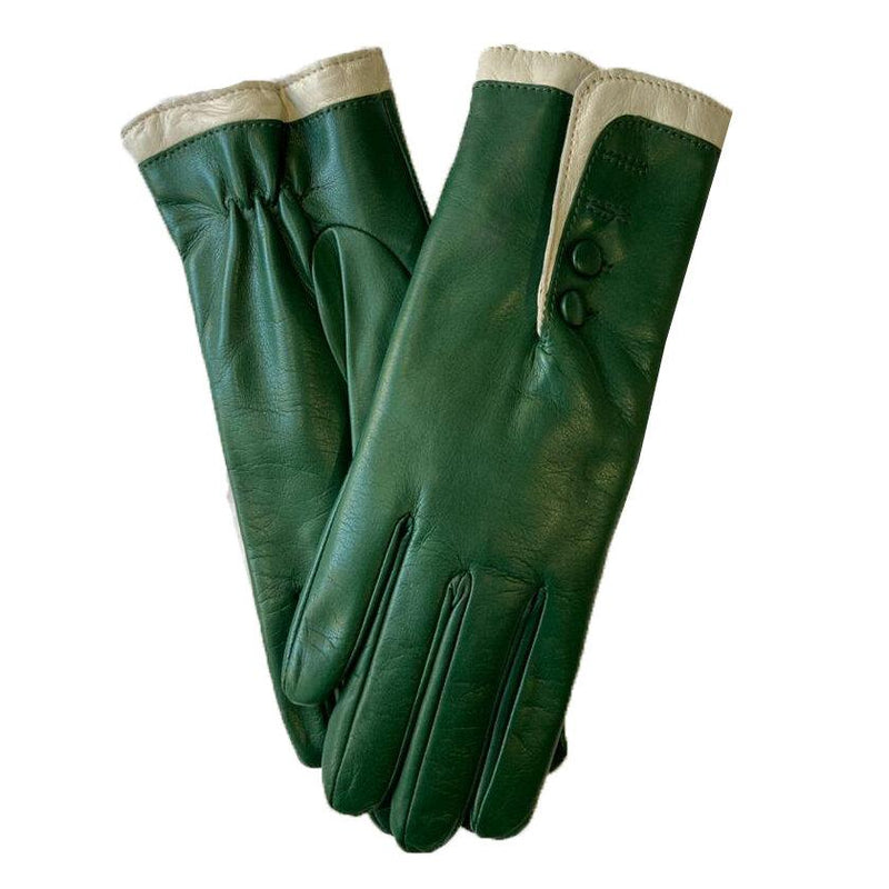 Mit Fell gefütterte Lederhandschuhe für Damen mit kontrastierenden Bündchen-Maya 2