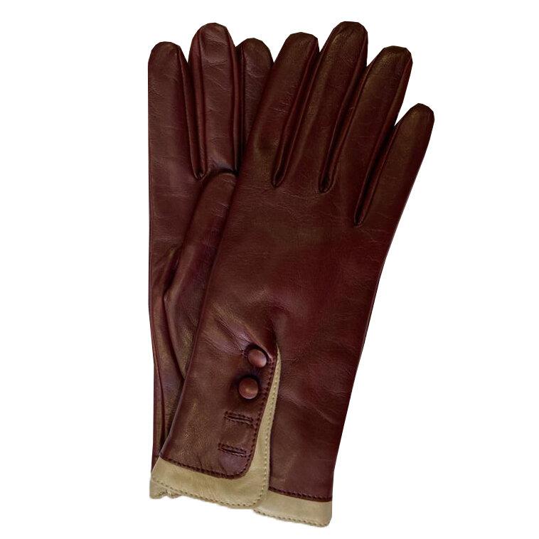 Mit Fell gefütterte Lederhandschuhe für Damen mit kontrastierenden Bündchen-Maya 2