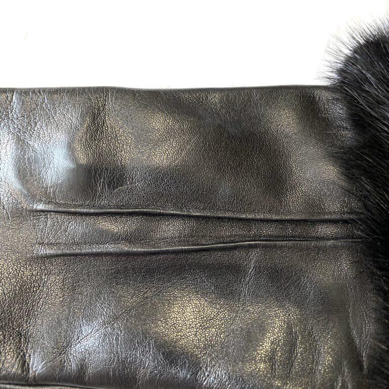 Damen-Lederhandschuhe mit Seidenfutter und Nerzbündchen-Veronique Dart