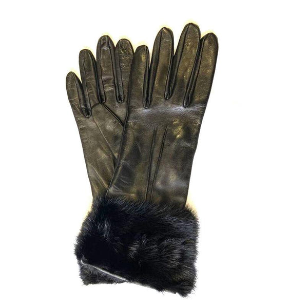 Damen-Lederhandschuhe mit Seidenfutter und Nerzbündchen-Veronique Dart