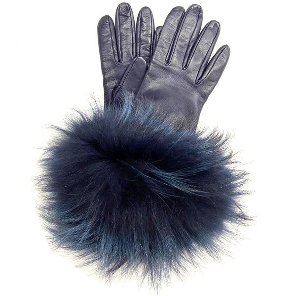 Damen-Lammleder-Handschuhe mit Fuchspelzbündchen-Veronique Massive Long