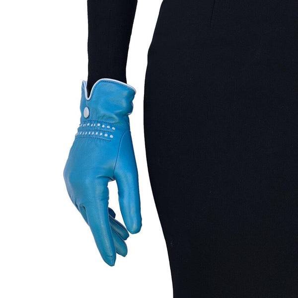 Mit Kaschmir gefütterte Lederhandschuhe für Damen mit kontrastierenden Details-Rosario 3