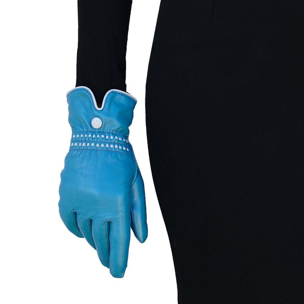 Mit Kaschmir gefütterte Lederhandschuhe für Damen mit kontrastierenden Details-Rosario 3