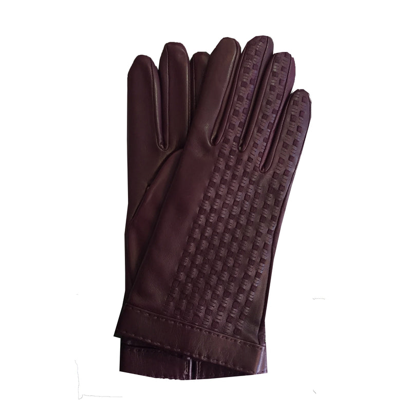 Damen-Lederhandschuhe mit Kaschmirfutter und gewebtem Wildleder-Detail-Sorcha