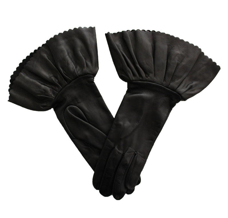 Damenhandschuhe aus kontrastierendem Leder mit Seidenfutter und doppelt gestuften Bündchen-Danielle 3