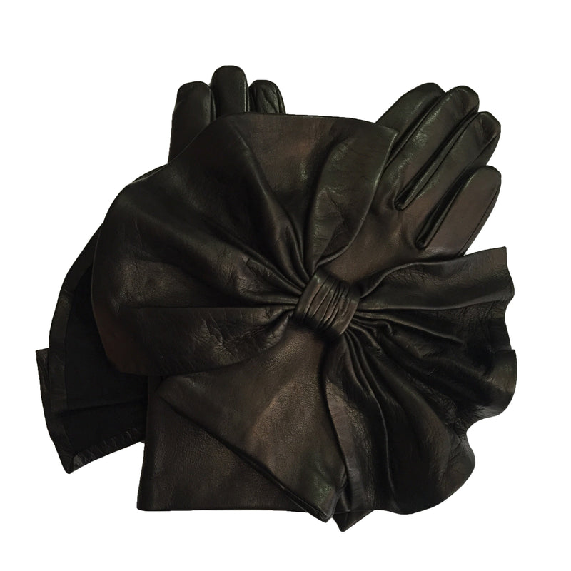 Luxus-Lederhandschuhe für Damen mit übergroßer Schleife – Minnie Massive