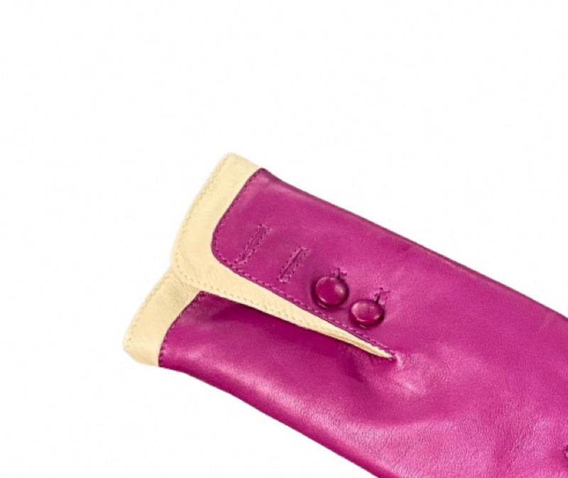 Mit Fell gefütterte Lederhandschuhe für Damen mit kontrastierenden Bündchen-Maya 2