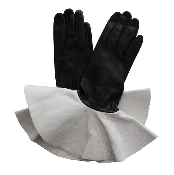 Übergroße Lederhandschuhe aus Lammleder mit Kontrastmanschette für Damen-Danielle 4