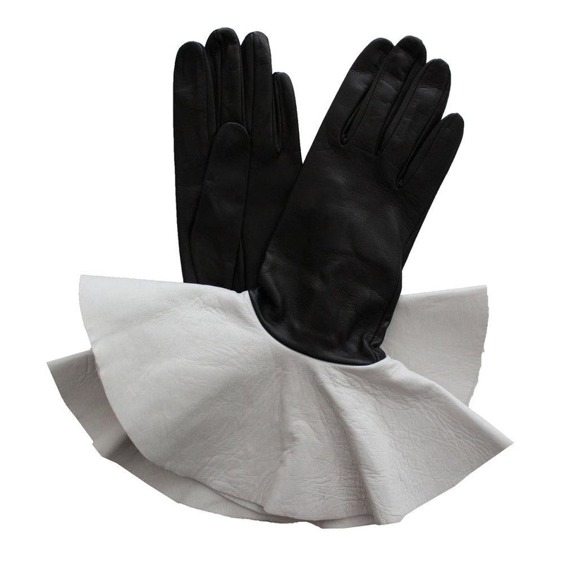 Übergroße Lederhandschuhe aus Lammleder mit Kontrastmanschette für Damen-Danielle 4