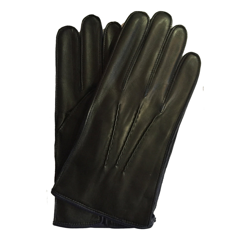 Mit Kaschmir gefütterte Lederhandschuhe für Herren mit Details in Kontrastfarbe-O'Connell