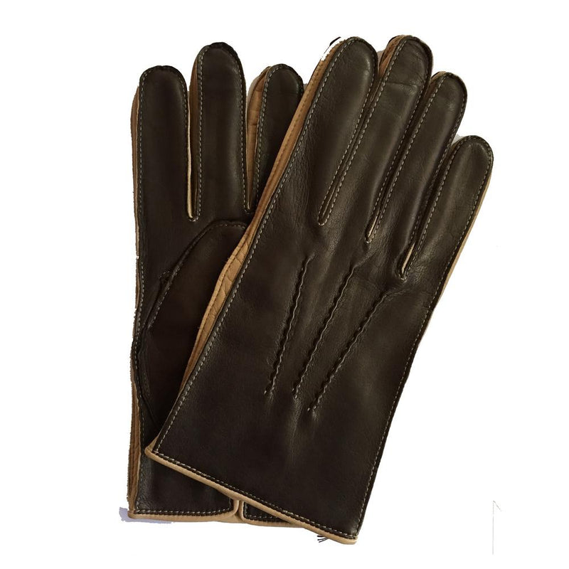 Mit Kaschmir gefütterte Lederhandschuhe für Herren mit Details in Kontrastfarbe-O'Connell