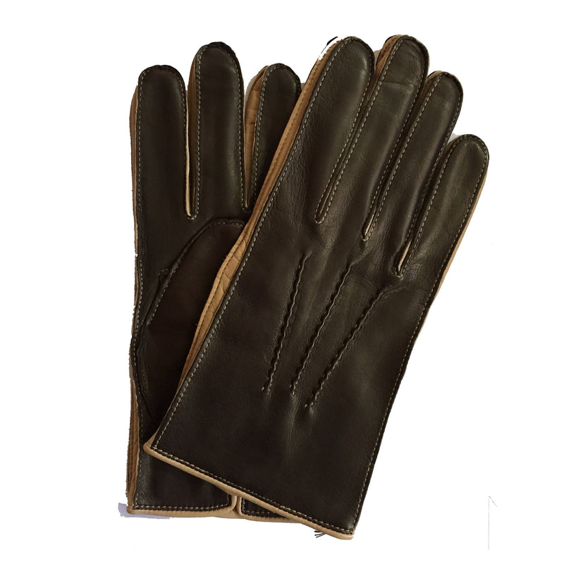 Mit Kaschmir gefütterte Lederhandschuhe für Herren mit Details in Kontrastfarbe-O'Connell