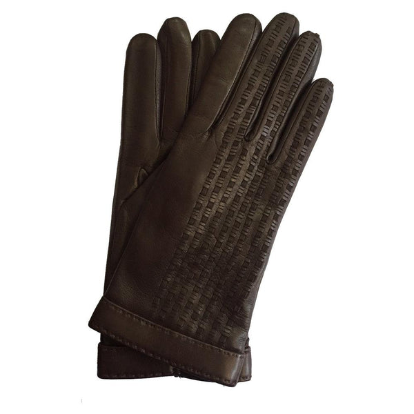 Damen-Lederhandschuhe mit Kaschmirfutter und gewebtem Wildleder-Detail-Sorcha