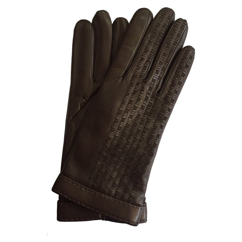 Damen-Lederhandschuhe mit Kaschmirfutter und gewebtem Wildleder-Detail-Sorcha
