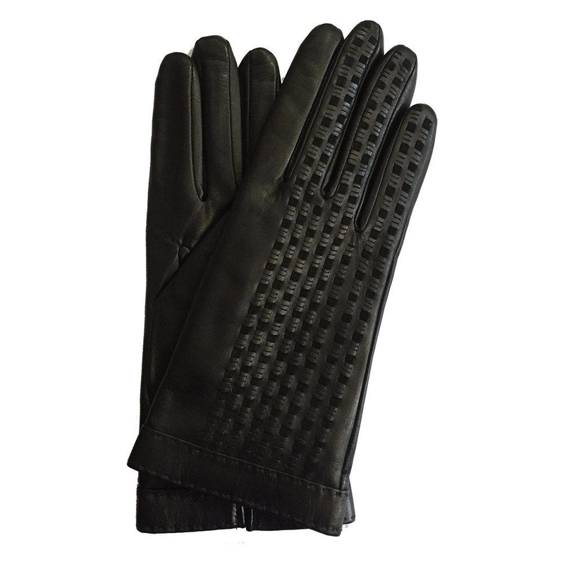Damen-Lederhandschuhe mit Kaschmirfutter und gewebtem Wildleder-Detail-Sorcha