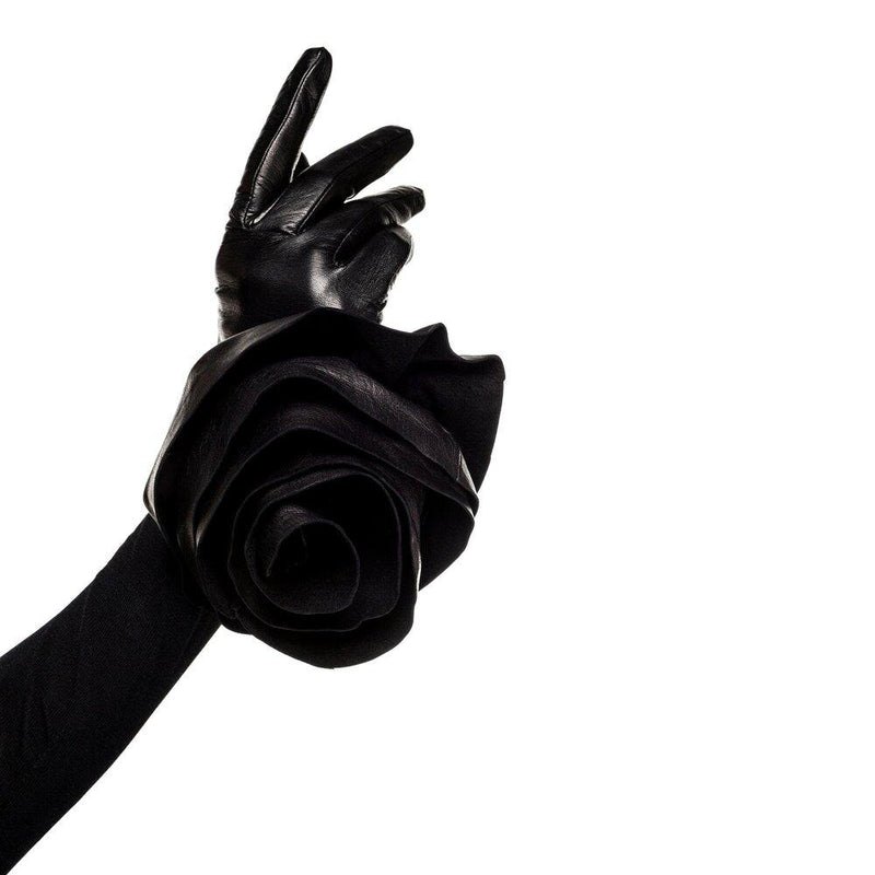 Mit Seide gefütterte Luxus-Lederhandschuhe für Damen - Pfingstrose Rose