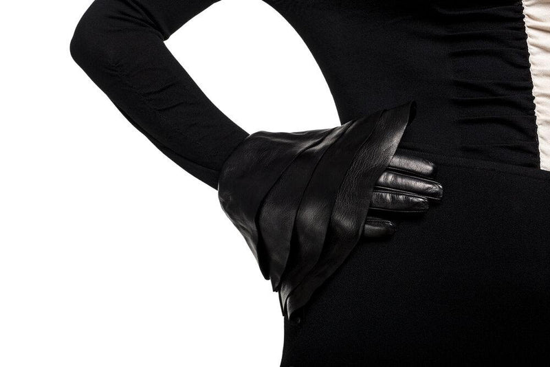 Mit Seide gefütterte schwarze Lederhandschuhe für Damen-Molly 2
