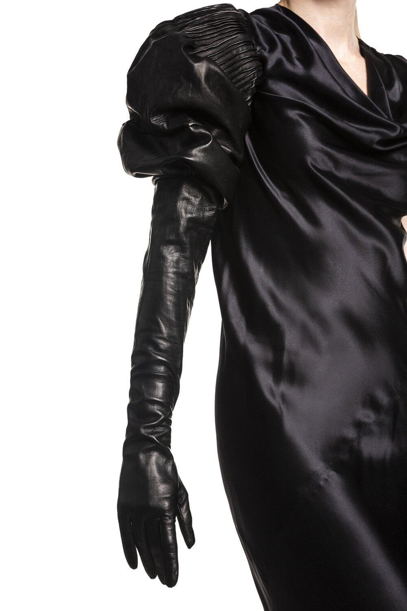 Lange schwarze Lederhandschuhe für Damen - Lola Faye