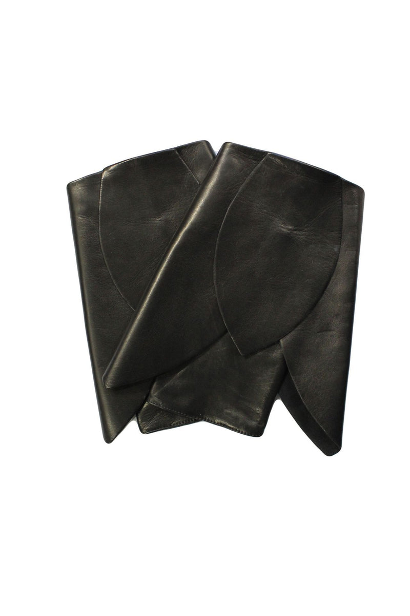 Fingerlose schwarze Lederhandschuhe für Damen - Amelia Cuff
