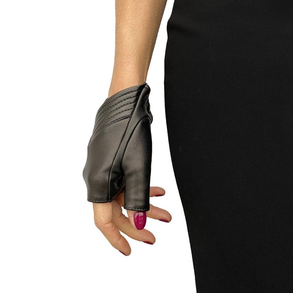 Fingerlose Lederhandschuhe für Damen mit eckigem Schnitt-Caroline