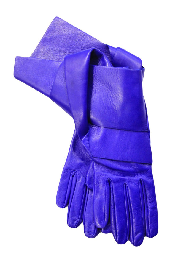Blaue geknotete Lederhandschuhe für Damen-Clare