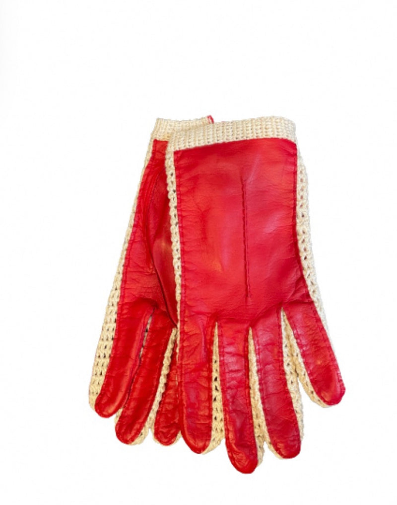 Ungefütterte Lammleder-Handschuhe mit Häkeldetail für Damen - Hannah Crochet