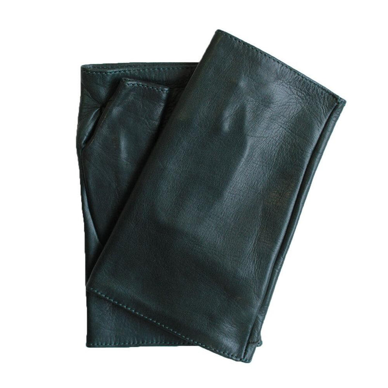 Fingerlose Damen-Lederhandschuhe mit Seidenfutter und Fergie-Ledermanschette
