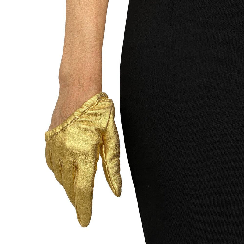 Goldfarbene Lederhandschuhe für Damen-Stephanie Metallic